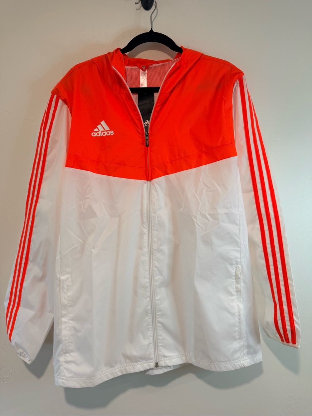 Adidas Windbreaker Jacket Womens Large NWT Hooded Full Zip Colorblock - Picture 3 of 8